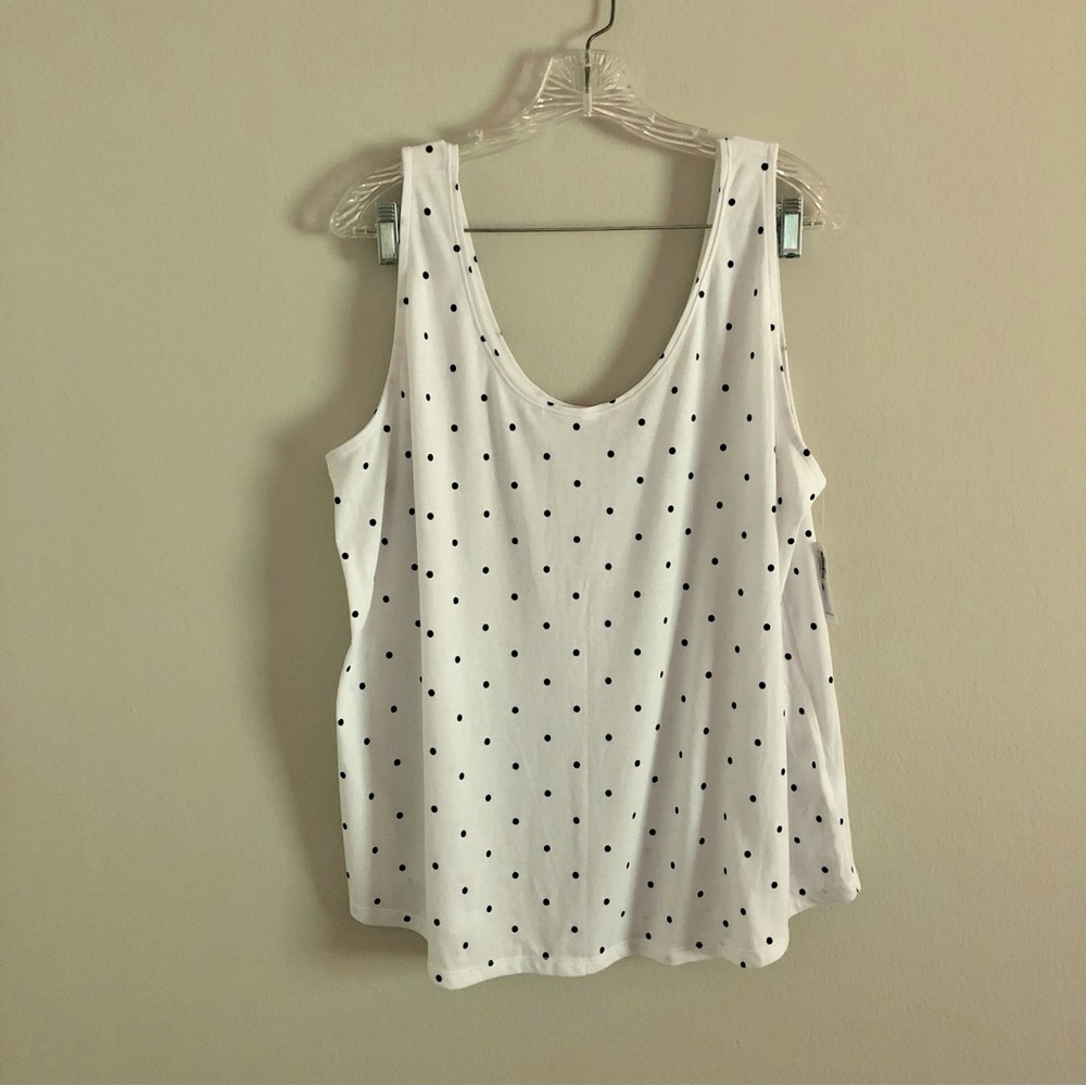 NWT Old Navy Plus Size White and Black Polka Dot Tank Top